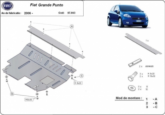 Scut motor metalic Fiat Grande Punto