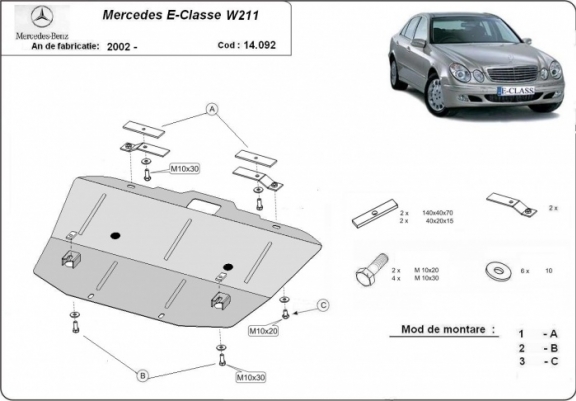 Scut motor metalic Mercedes E-Classe W211 - cutie de viteză automată