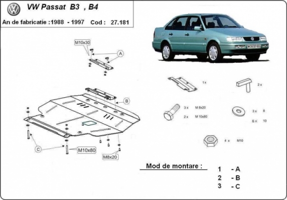 Scut motor metalic Volkswagen Passat, motorizare diesel