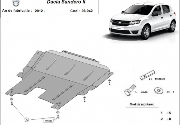 Scut motor metalic Dacia Sandero 2