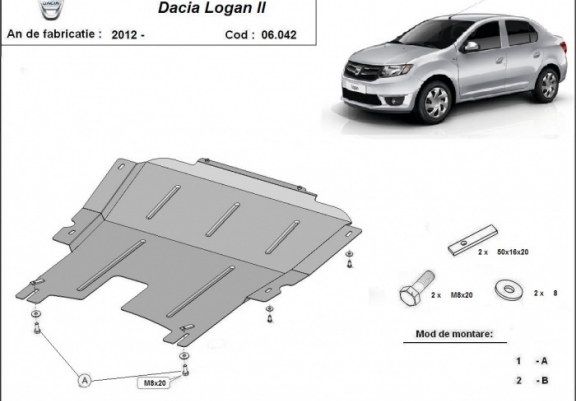 Scut motor metalic Dacia Logan 2