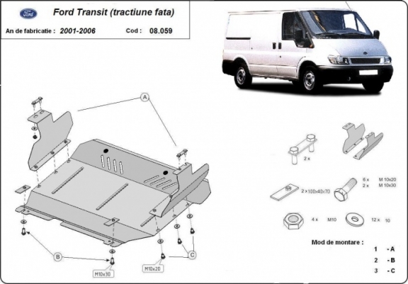 Scut motor metalic Ford Transit (tractiune fata)