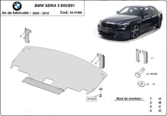 Scut motor metalic BMW Seria 5 E60/E61c u bara M