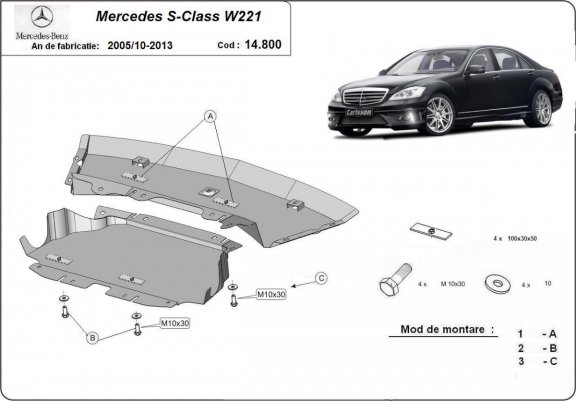 Scut motor metalic Mercedes S-Classe W221 - 4x2