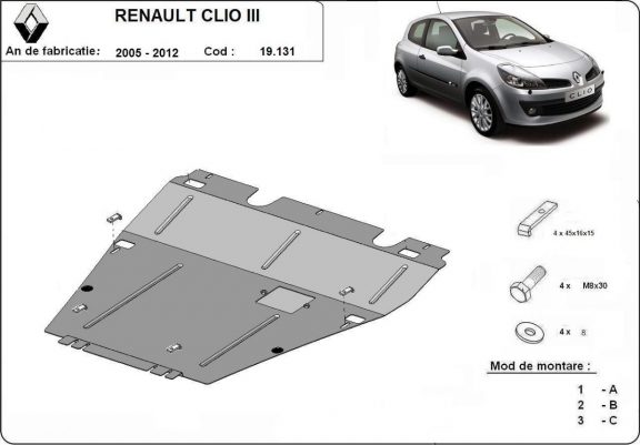 Scut motor metalic Renault Clio III