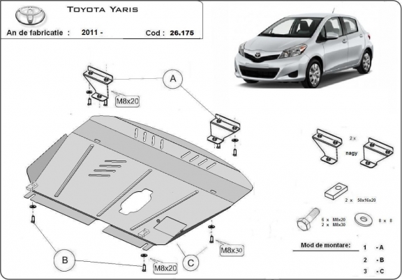Scut motor metalic Toyota Yaris