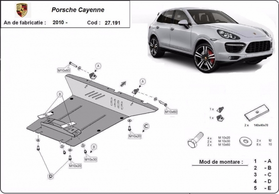 Scut motor metalic Porsche Cayenne