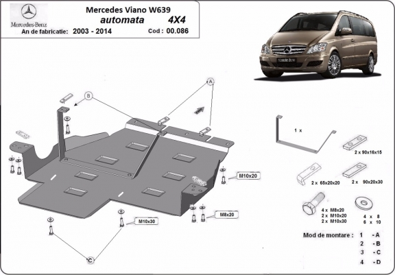Scut cutia de viteză şi reductor Mercedes Viano W639 - 4x4 automatâ - 2003-2014