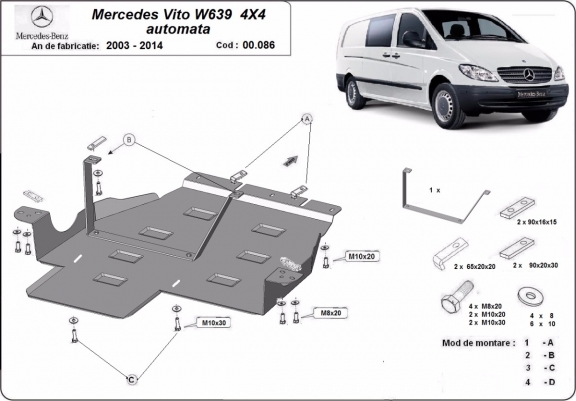 Scut cutia de viteză şi reductor Mercedes Vito W639 - 4x4 automatâ - 2003-2014