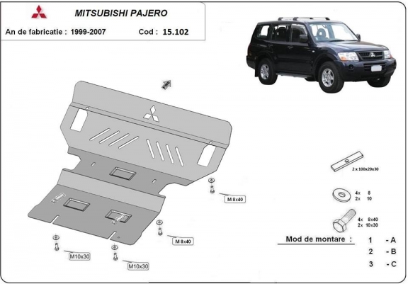 Scut motor metalic Mitsubishi Pajero III (V60, V70)