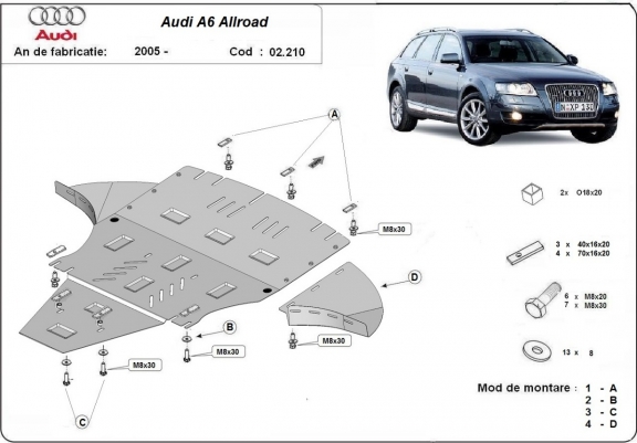 Scut motor metalic Audi A6 Allroad cu lateral