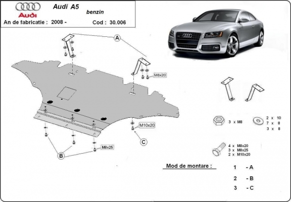 Scut motor metalic Audi A5 - benzină