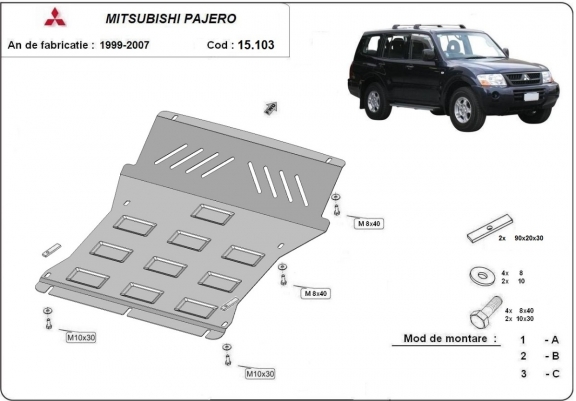 Scut motor metalic Mitsubishi Pajero III (V60, V70) Vers. 2.0