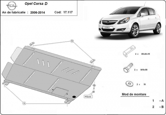 Scut motor metalic Opel Corsa D