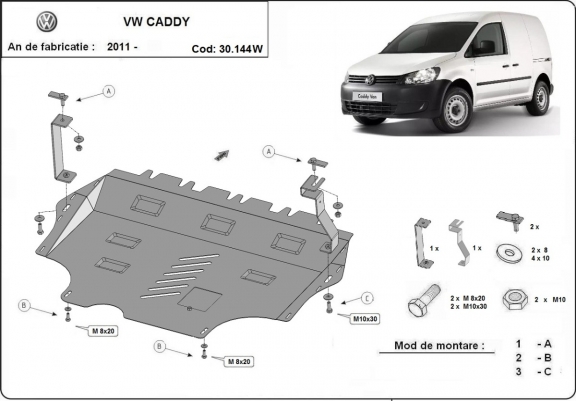 Scut motor metalic VW Caddy - cu WEBASTO