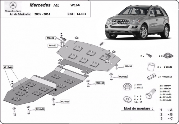 Scut motor metalic Mercedes ML W164