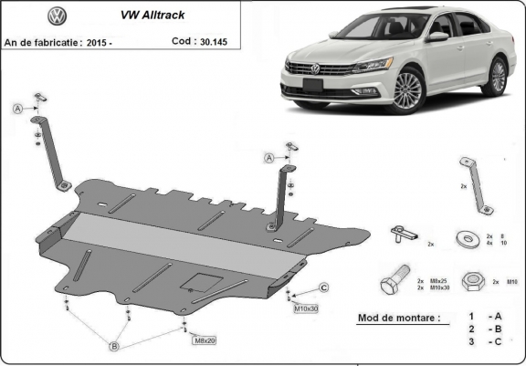 Scut motor metalic Volkswagen Passat Alltrack- cutie de viteză manuală 