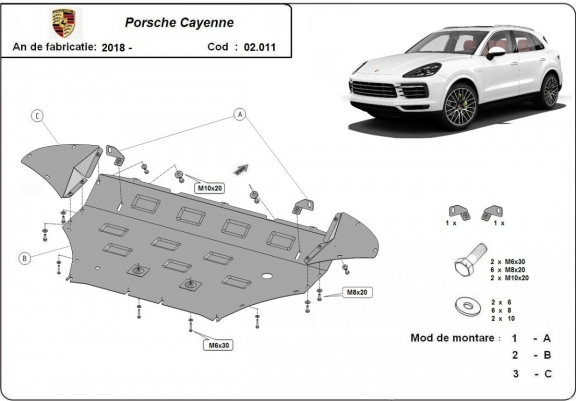Scut motor metalic Porsche Cayenne