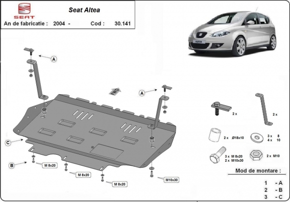 Scut motor metalic Seat Altea (cutie de viteză manuală)