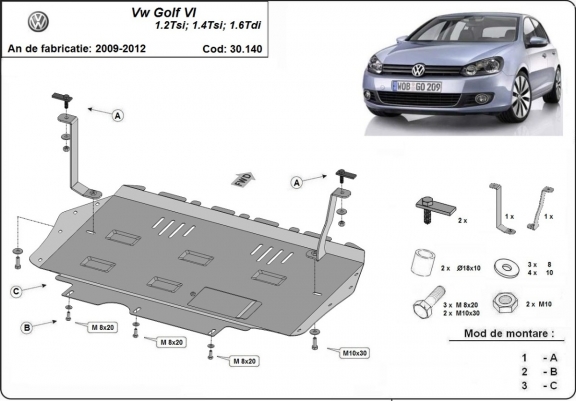 Scut motor metalic VW Golf 6