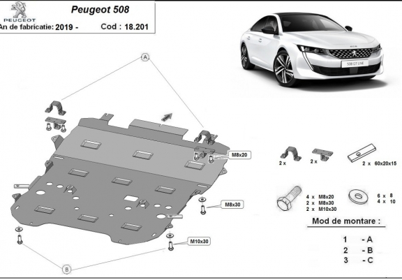 Scut motor metalic Peugeot 508