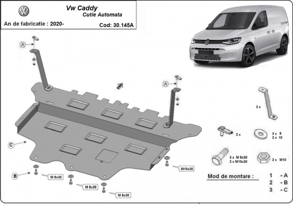 Scut motor metalic Volkswagen Caddy - cutie de viteză automată