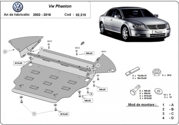 Scut motor metalic Volkswagen Phaeton