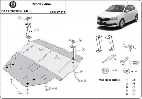 Scut motor metalic Skoda Fabia 4