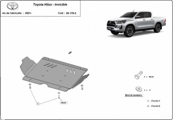 Scut motor din aluminiu Toyota Hilux Invincible