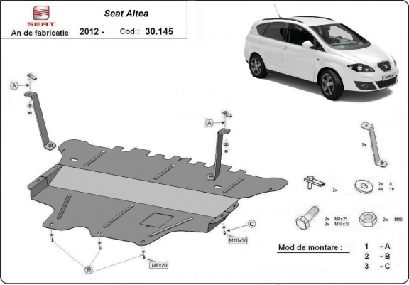 Scut motor metalic Seat Altea - cutie viteză manuală