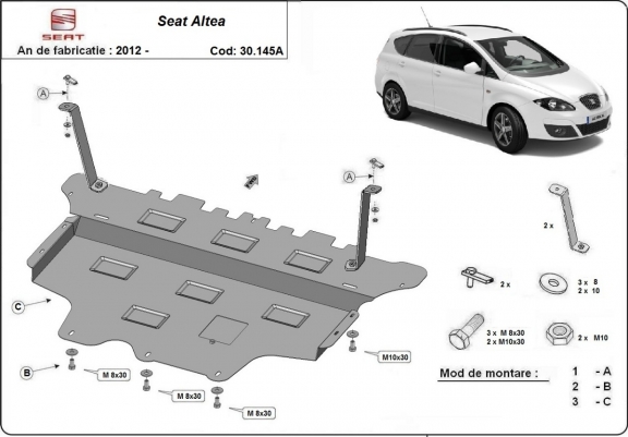 Scut motor metalic Seat Altea - cutie viteză automată